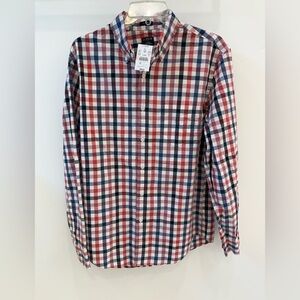 NWT J. Crew Men's Plaid Shirt - Red, Blue, White - Men’s Medium
